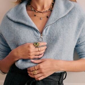 Sezane Johnny Half zip Jumper in Powder Blue